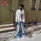 Autumn And Winter New High Street Dark Wind Sweater Knitted Sweater Personality Plus Code Round Collar Top Long Sleeve HZ1208