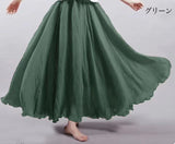 Mori Women's Literature And Art Large Cotton Tamples Skirt Tight Waist A-Shaped Skirt Long Solid National Style Skirt 24 Colors HZ1220