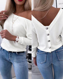 Exploding Small Fragrant Wind Long-Sleeved Knitted Shirt V Collar High-Waist Solid Color Short Coat Slimming High-End Sense HZ1220