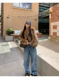 Autumn/Winter 2025 Brown Short Eco-Friendly Fur High Fashion Lazy Blouse HZ1208