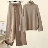 Korean Version Of The Lazy Suit Women 2025 New Autumn And Winter Thick Thick Knitted Knitted Knitted Wide Leg Pants Two Sets HZ1220