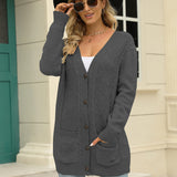 Sweater Long Coat Women's Long Dress Long Female Solid Color Mah-Button Cardigan Long-Sleeved British Style HZ1208