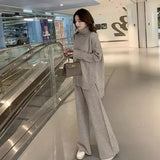 Autumn And Winter 2025 New Lazy Wind Loose High-Necked Sweater Suit Women's Fashionable Broad Leg Pants Two Sets Of Women HZ1220