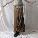 Sen Is A Vintage Style Irregular Paste Splicing Long Fishtail Skirt Temperament Babes Niche Design Open Skirt HZ1220