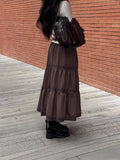 Vintage Brown High-Rise Slim Skirt 2025 Layer Sense A Skirt Simple New Medium And Long Skirt HZ1220