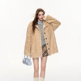 Big Collar Of Thousands Of Gold Sense High-End Wool Coat Thick Warm Coat Blouse Full Plush Autumn Winter New HZ1208