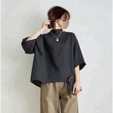 Japan And South Korea In The Spring And Summer New Temperament Loose Sleeve Top + Loose Broad Leg Pants Two Sets Of Women HZ1220