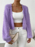 Autumn And Winter New Loose Plush Short Knitted Cardigan Coat HZ1208