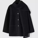 Women's Clothing 2025 Autumn And Winter New Fashion Wool Coat Thick Loose With Scarf Tid Lady HZ1220