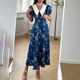 Women's 2025 Suit New Casual Print V-Neck Shirt Broad Leg Pants Women's Spring Suit HZ1208