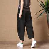 Small Cotton Wide Leg Pants Women 2025 Summer New Loose Large Size Linen Nine Casual Pants Outside Wearing HZ1220