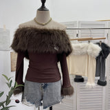 Net Yarn Printed Slanted Shoulder Sling Vest Retro Design Folding Temperament Short Blouse 8009 HZ1208