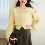 Autumn And Winter New Year Red Polo Knitted Cashmere Knitted Cardigan Women Soft Glutinous Loose Outer Sweater Winter Thick Coat HZ1220