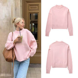Easier Version Of The New Winter 2025 Pink Sweet Round Neck Casual Jacket Sweater HZ1220
