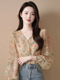 2025 New Burst Spring Summer French Beauty High-End Feel Shirt Blouse Broken Snowflake Long-Sleeved Shirt Women Summer HZ1208