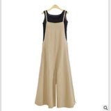 New 2025 Cotton Backpack Trousers Loose Solid Color Strap Broad Leg Pants Casual Jumpsuit HZ1220