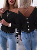 Exploding Small Fragrant Wind Long-Sleeved Knitted Shirt V Collar High-Waist Solid Color Short Coat Slimming High-End Sense HZ1220