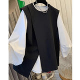 High-End Chic Black Suit Masques Korean Version Of Loose Long-Sleeved Shirt Women 2025 European Simple Two-Piece Tide HZ1220