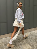 New Personality Irregular Design Feel White Lace Skirt Fashion Hot Girl With Breathable Woman HZ1208