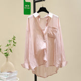 Summer Thin Long-Sleeved Shirt Women 2025 New Temperament Casual Design Feel Cardigan Shirt Women Wear HZ1208