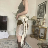 2025 Subculture Niche Design Sense Splicing Rag Low-Rise Hottie Irregular Ribbon With Inner Liner Skirt HZ1220