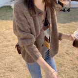 Sweater Coat Women's Autumn And Winter Loose Wear Complex 2025 New Short Top Knitted Cardigan Thicken HZ1208