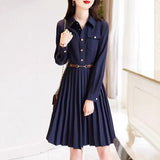 100-Fold Dress Autumn 2025 New Collar Loose Long Sleeve A Simple Elegant Dress Women's Long Model HZ1220