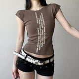 Street Letter-Printing Short-Sleeved T-Shirt Girl 2025 Summer New Simple Hottie Casual Blouse HZ1220