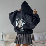 Loose Personality Trend Hottie Casual Blouse Angel Print Hooded Zip-Up T-Shirt Girl Spring And Autumn HZ1208