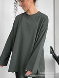 2025 Spring Autumn New Pure Cotton Long-Sleeved T-Shirt Women Hand-Wearing Loose Blouse Hot 3316 HZ1208