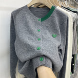 2025 Spring And Autumn New Korean Version Of The Color Patch Loose Bottom Long-Sleeved Knitted Shirt Shirt Coat Women's Coat HZ1220