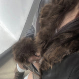Mid-Winter 2025 Millard Hairy Leather Coat Street Hottie Style Loose Cardigan Top HZ1220