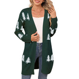 Autumn And Winter New Sweater Women's Knitted Loose Christmas Cedar Embroidered Cardigan Jacket HZ1208