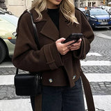 2025 New Women's Big Collar Hair, Stylish Short Belt Coat HZ1220