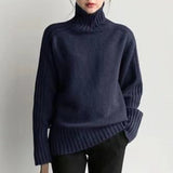 High-Necked Sweater Women Winter Korean Retro Loose Languid Languid Temperament Simple Thick Pit Strip Bottom Knitting Shirt HZ1220