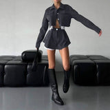 New Fashion Short Button Cardigan Cake Short Skirt Two Sets Of Women's Clothing HZ1220