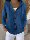 2025 Sheintemu Spring/Autumn Hooded Long-Sleeved Button Sweater Cardigan HZ1208