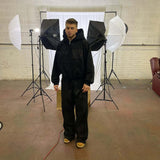 New Two-Piece Hooded Zippered Sweater Street Style Personality Loose Straight Trousers HZ1208