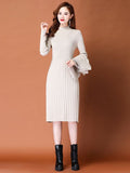 New Knitted Dress In Autumn And Winter 2025 Two Sets Of Women's Long Thin Temperament Inside The Bottom Sweater Skirt HZ1220