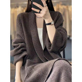 South Korea's Dongdaemun Korean Version Of The Coat Woman Thicked Medium And Long Foreign Matchn Flower Cardigan Loose Lazy Knitted Shirt HZ1220