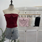 Net Yarn Printed Slanted Shoulder Sling Vest Retro Design Folding Temperament Short Blouse 8009 HZ1208