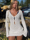 New Beach Skirt Knitted Long-Sleeved Ass Bikini Swimsuit Burqa Holiday Sunscreen Woman HZ1208