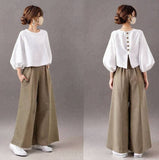 Evening Trousers 2025 Summer New Women's Slings Solid Color Casual Loose Broad Leg Pants HZ1220