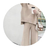 Sudging Knitted Broad Leg Trousers Set Two Sets Of Women's Autumn And Winter 2025 New Cashmere Sweater Broad Leg Pants Trousers Qi Set HZ1220