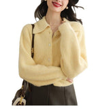 Autumn And Winter New Year Red Polo Knitted Cashmere Knitted Cardigan Women Soft Glutinous Loose Outer Sweater Winter Thick Coat HZ1220