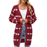 Autumn And Winter New Valentine's Day V Word Love Lasce Knitted Cardigan Coat Sweater Woman HZ1208