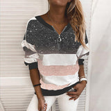 Autumn 2025 New Explosion Striped Digital Printing Long-Sleeved Half-String Loose Casual Dress Woman HZ1220