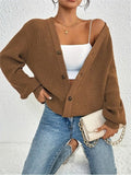 Women's Sweater V-Neck Cardigan Autumn And Winter Solid Knitted Shirt Casual Knitted Coat HZ1208