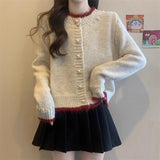 Design With A Soft Glutinous Nail Beads Color Short Cardigan Knitted Sweater Women's Spring And Autumn New Loose Chic Top HZ1208