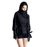 Street Dark Wind Simple Tie Belt Belt To Collect The Belt Casual Trench Coat Hottie High-End Feel Jacket Jacket HZ1220